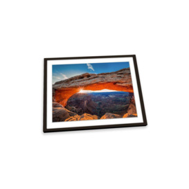 Sunrise at Mesa Arch Canyons Framed Art Print Picture Wall Artwork - (W)35cm x (H)26cm