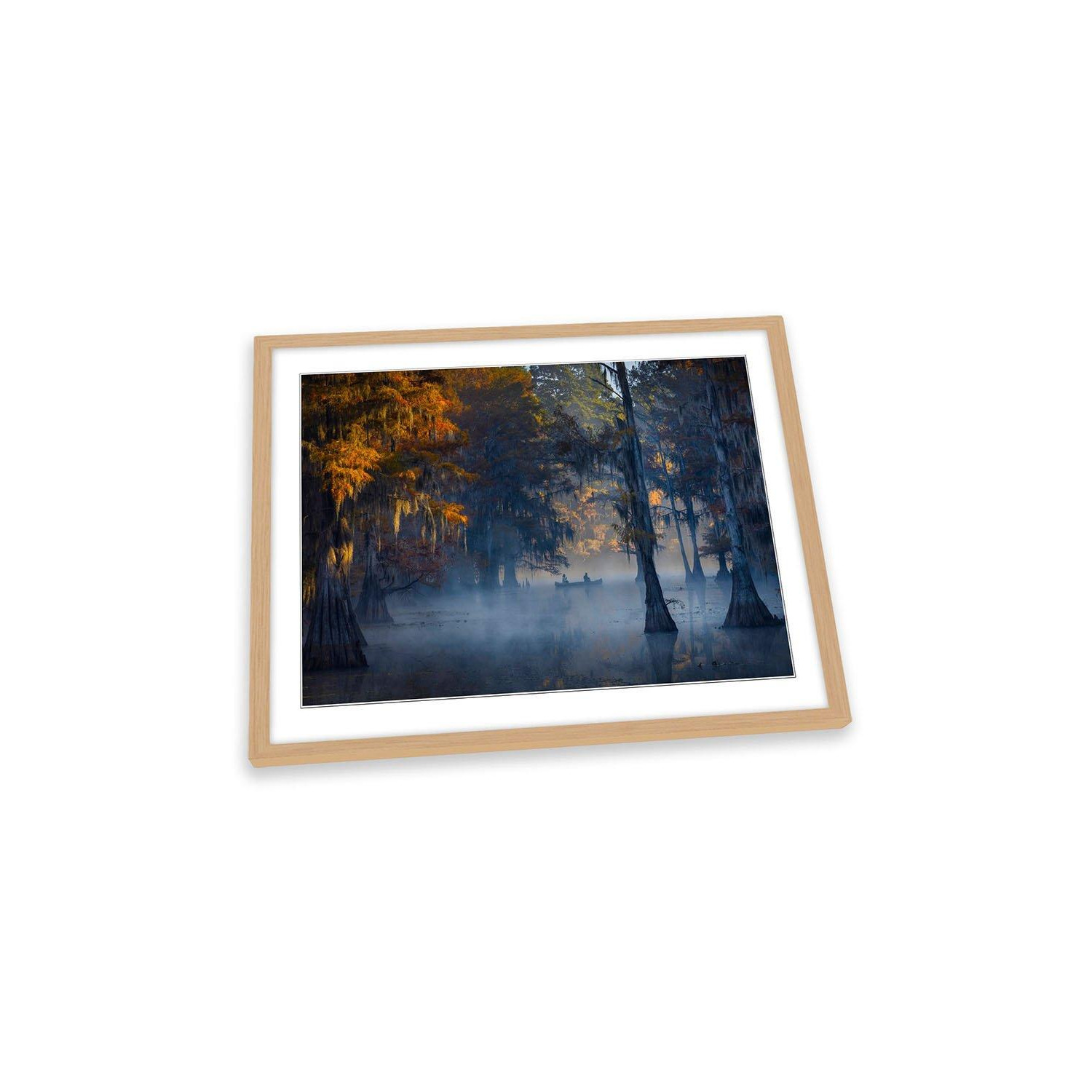 Mystical Exploration Adventure Lake Trees Framed Art Print Picture Wall Artwork - (W)89cm x (H)64cm - image 1