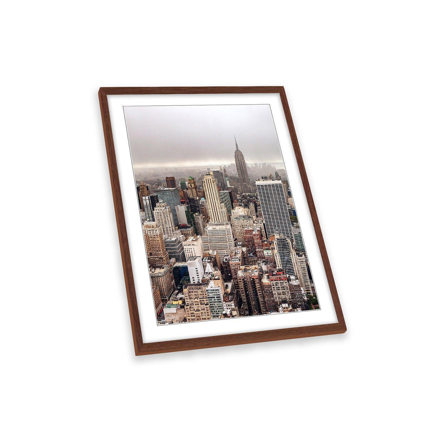 Foggy Day in Manhattan New York City Grey Framed Art Print Picture Wall Artwork - (W)64cm x (H)89cm - image 1