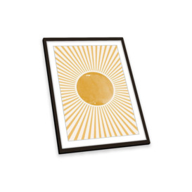 Boho Sun Yellow Abstract Modern Framed Art Print Picture Wall Artwork - (W)26cm x (H)35cm