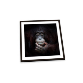 The Mirror Image Orangutang Face Framed Art Print Picture Square Wall Artwork - (H)45cm x (W)45cm