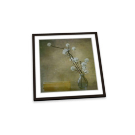 Still Life Flower and Books Vase Framed Art Print Picture Square Wall Artwork - (H)45cm x (W)45cm - thumbnail 1