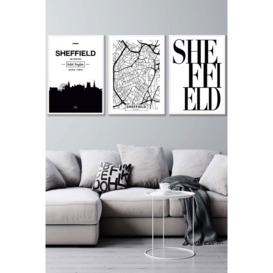 SHEFFIELD Skyline Street Map City Prints Framed Wall Art - Large