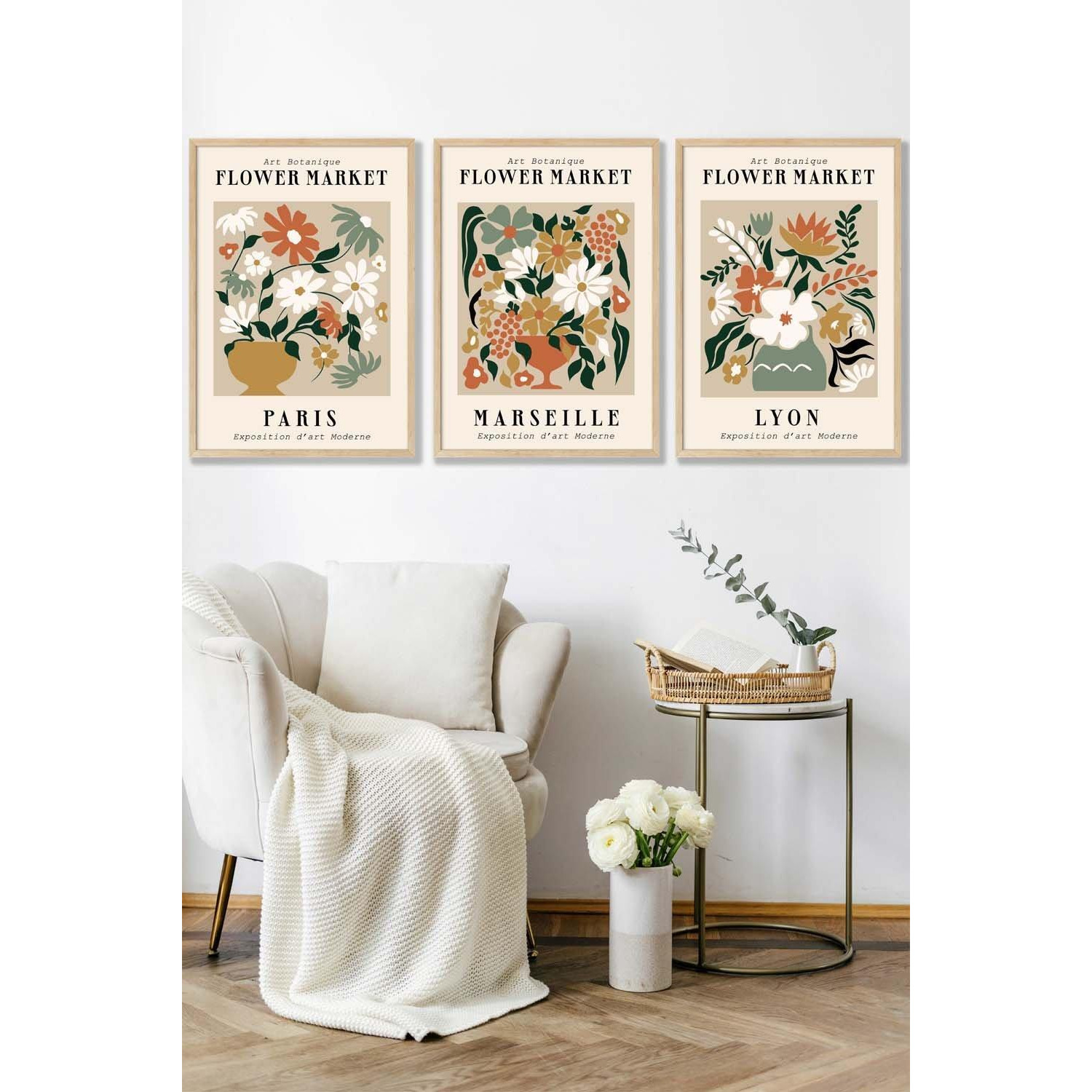 Flower Market Paris Exhibition in Neutral Colours Framed Wall Art - Large - image 1