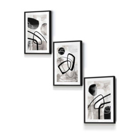 Abstract Black Grey Watercolour Shapes Framed Wall Art - Small - thumbnail 1