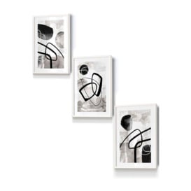 Abstract Black Grey Watercolour Shapes Framed Wall Art - Small - thumbnail 1