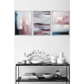 Abstract Navy Blue Grey Blush Pink Oil Framed Wall Art - Medium - thumbnail 1