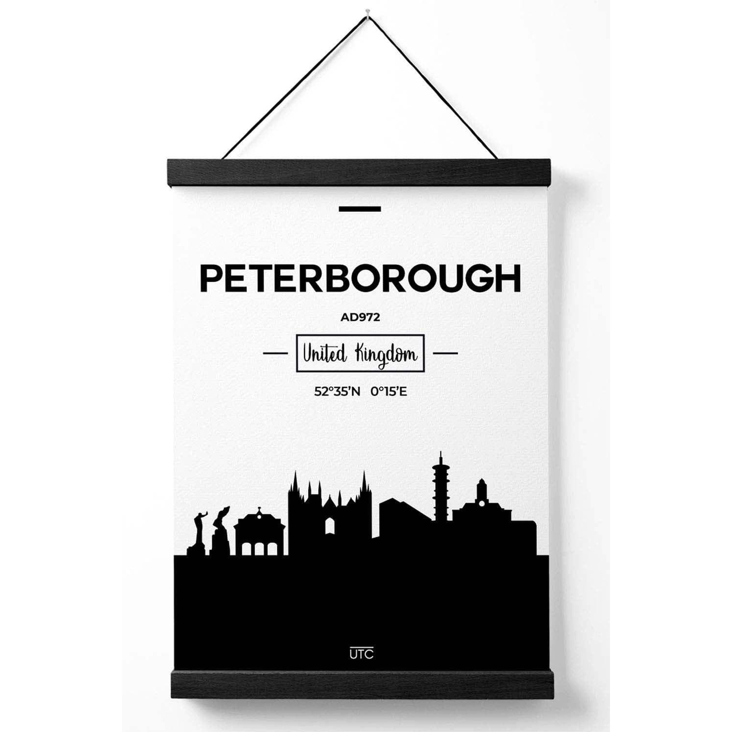 Peterborough Black and White City Skyline Poster with Black Hanger - image 1