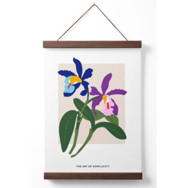 Blue and Purple irises Flower Market Simplicity Poster with Walnut Hanger