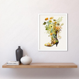 Wildflower Bouquet in High Heel Boot Glass Vase Art Print Framed Poster Wall Decor 12x16 inch - thumbnail 2