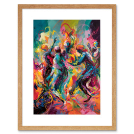 Abstract Figures Vibrant Dance Expression Artwork Framed Wall Art Print 9X7 Inch - thumbnail 1