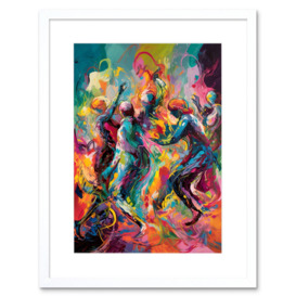 Abstract Figures Vibrant Dance Expression Artwork Framed Wall Art Print 9X7 Inch - thumbnail 1