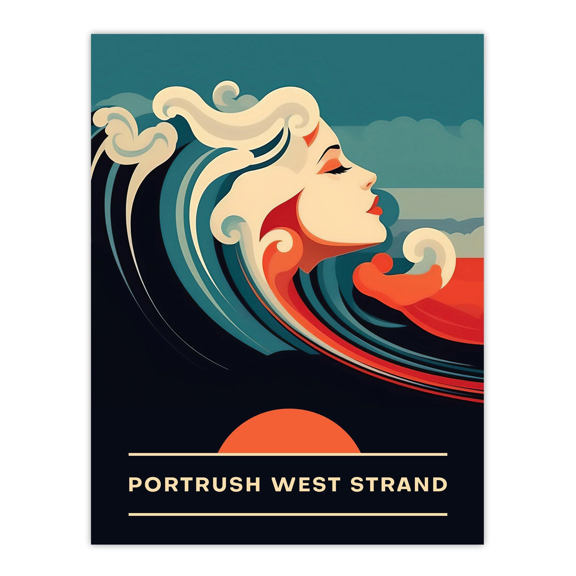 Wall Art Print The Seaside Calls Portrush West Strand Northern Ireland UK Sunset Woman of the Waves Sea Siren Ocean Poster - image 1