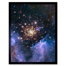 Hubble Space Telescope Image Starburst Cluster NGC 3603 Nebula Resembles Celestial Fireworks Surrounded By Clouds Of Interstellar Gas And Dust Art Print Framed Poster Wall Decor - thumbnail 1