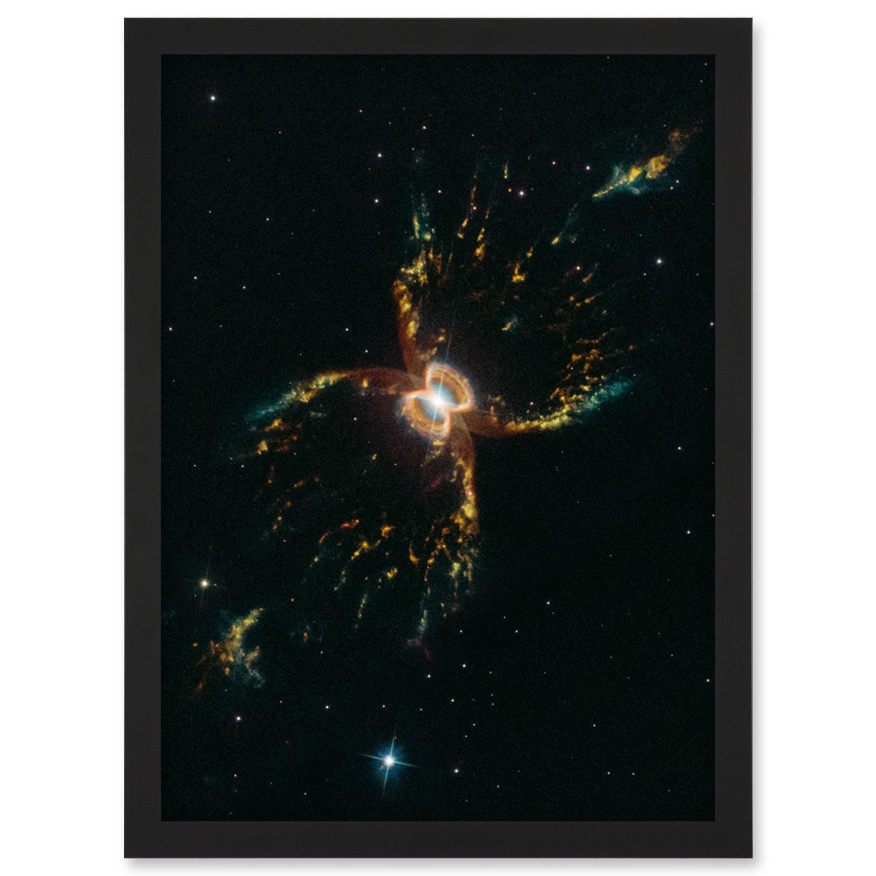 Hubble Space Telescope Image Southern Crab Nebula Hen 2-104 Red Yellow Blue Hourglass Celestial Object Red Giant Star White Dwarf Flat Disk Of Gas Art Print Framed Poster Wall Decor - image 1