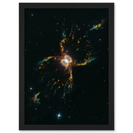 Hubble Space Telescope Image Southern Crab Nebula Hen 2-104 Red Yellow Blue Hourglass Celestial Object Red Giant Star White Dwarf Flat Disk Of Gas Art Print Framed Poster Wall Decor - thumbnail 1