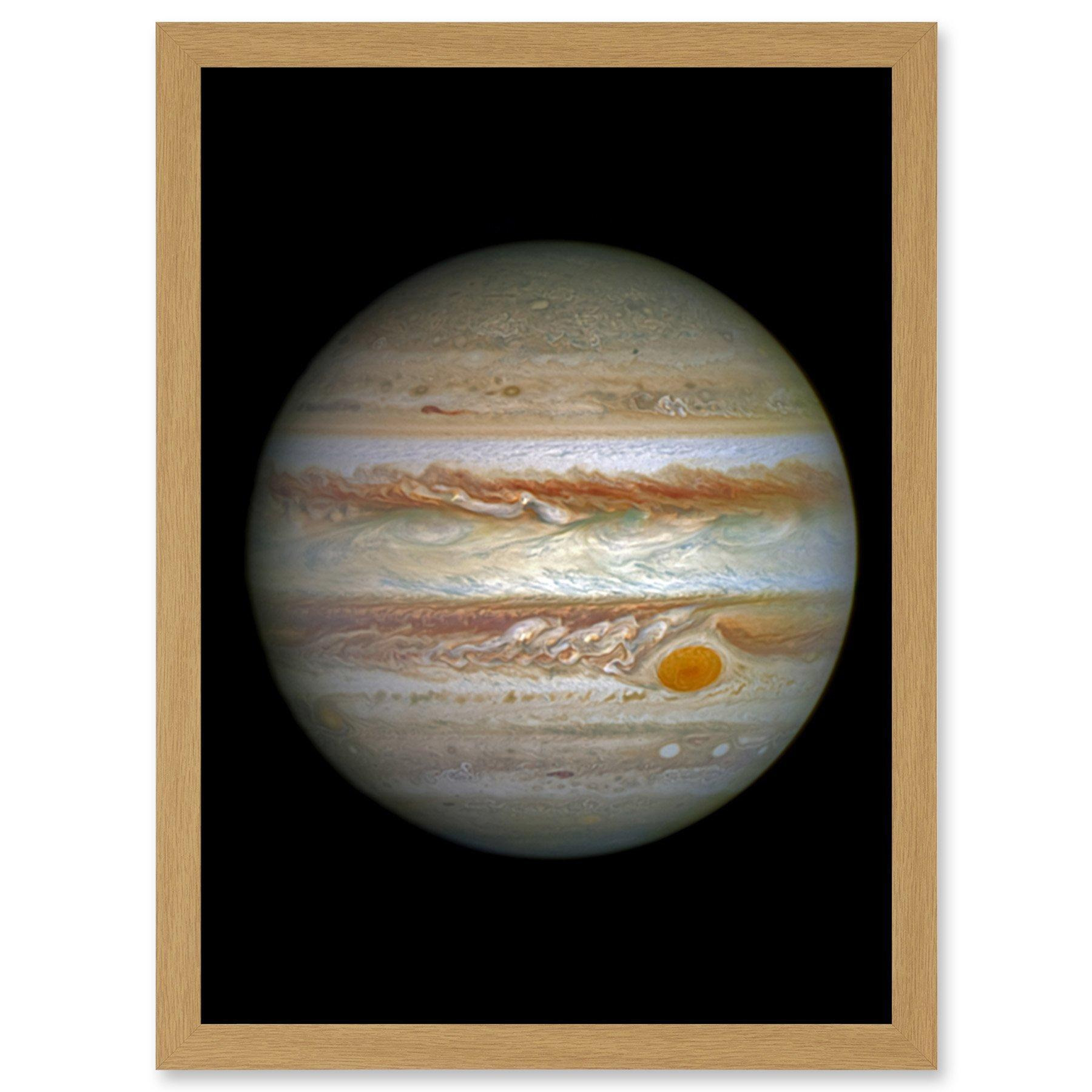 Hubble Space Telescope Image Jupiter WFC3/UVIS Largest Planet In Our Solar System Great Red Spot View Anticyclone And Colourful Atmosphere Bands Art Print Framed Poster Wall Decor - image 1