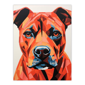 Staffordshire Bull Terrier Golden Red Brown Geometric Artwork Painting Staffie Unframed Wall Art Print Poster Home Decor Premium