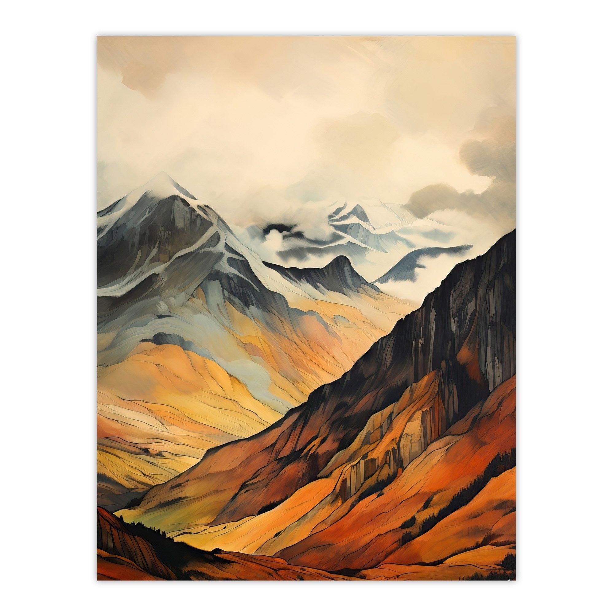 Ben Nevis In Glen Scotland Landscape Watercolour Painting Extra Large XL Unframed Wall Art Poster Print - image 1