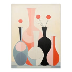 Shadow Vase Symmetry Coral Pink Stone Blue Pastel Colour Oil Painting Unframed Wall Art Print Poster Home Decor Premium