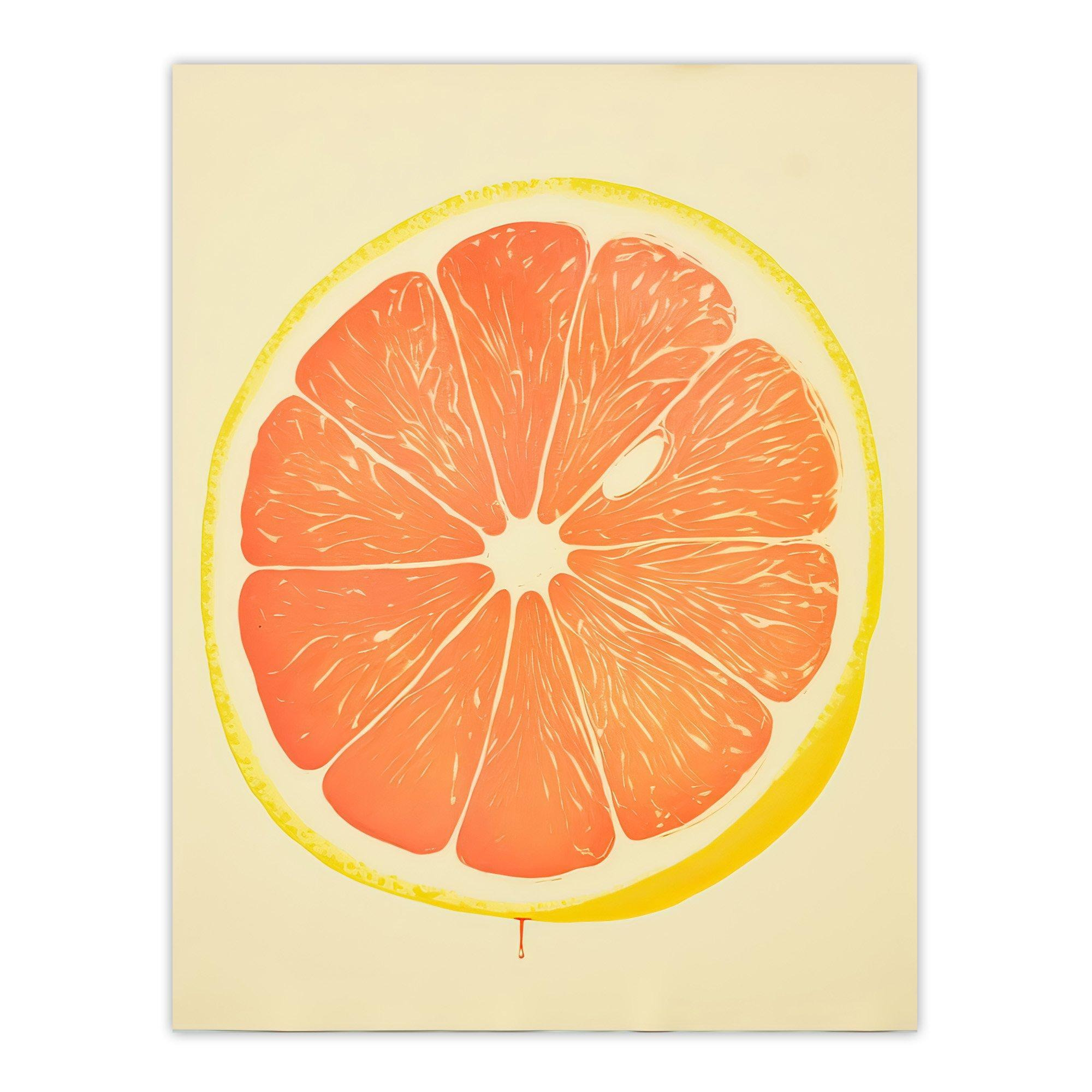 Wall Art Print Juicy Sliced Orange Bright Fruit Citrus Minimalist Kitchen Artwork Poster - image 1