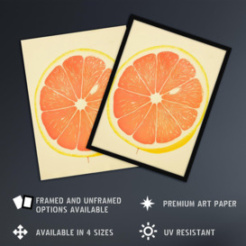 Wall Art Print Juicy Sliced Orange Bright Fruit Citrus Minimalist Kitchen Artwork Poster - thumbnail 2
