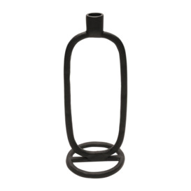 Oval Metal Candlestick Holder - Black