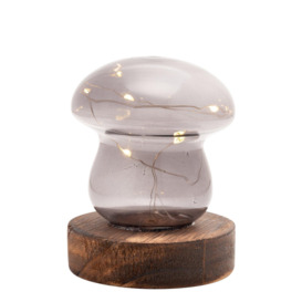 Grey Glass Mushroom with LED Lights Small - thumbnail 2