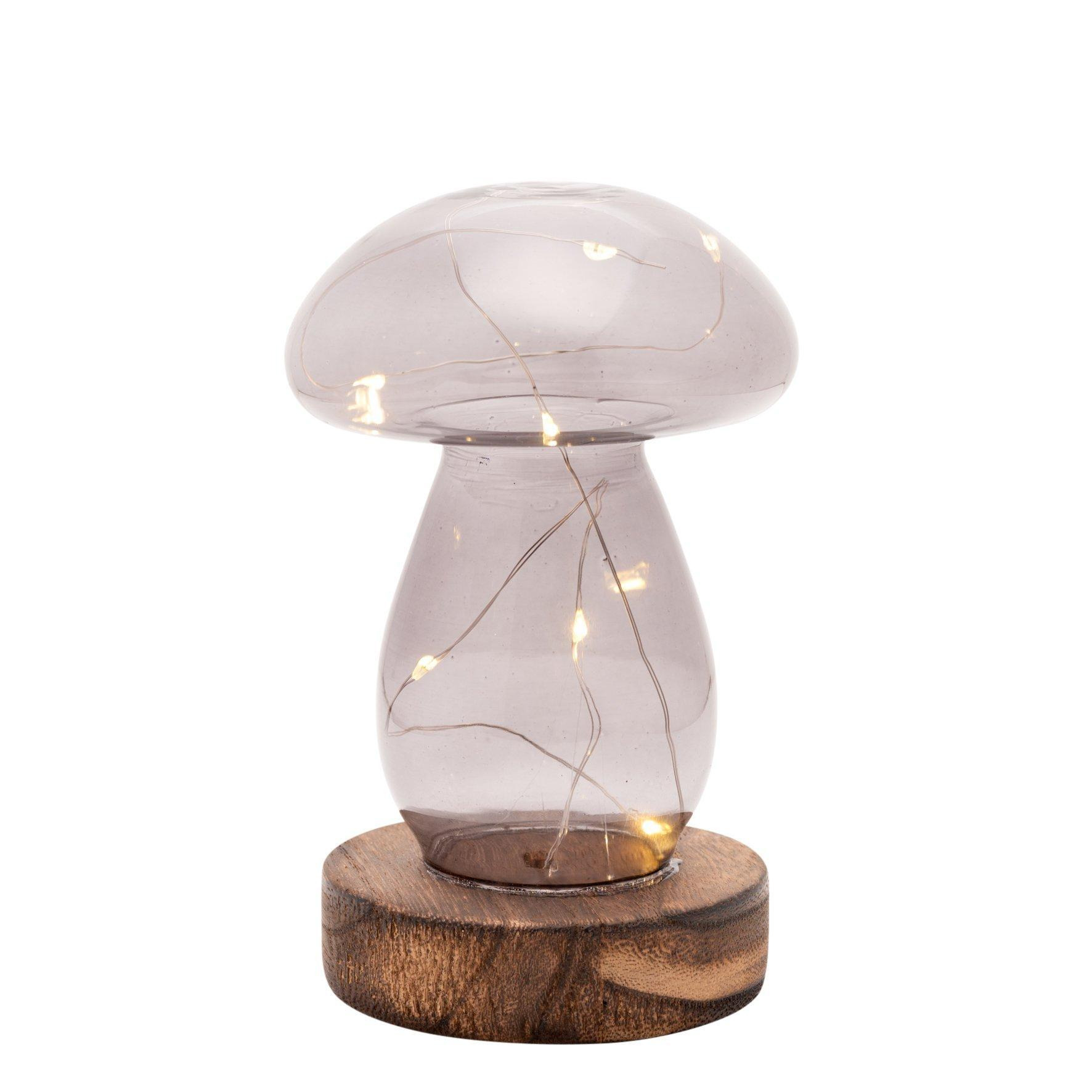 Grey Glass Mushroom with LED Lights Medium - image 1
