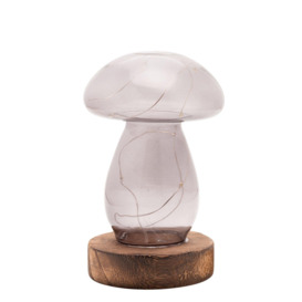 Grey Glass Mushroom with LED Lights Medium - thumbnail 2