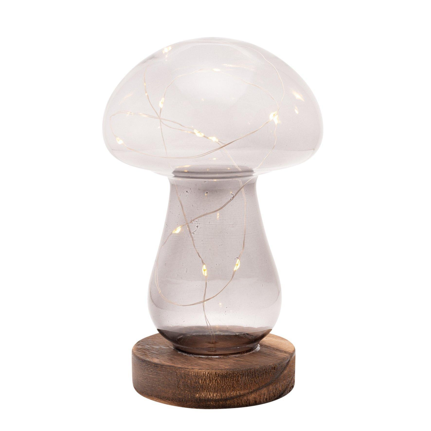 Grey Glass Mushroom with LED Lights Large - image 1