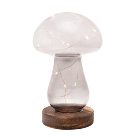 Grey Glass Mushroom with LED Lights Large