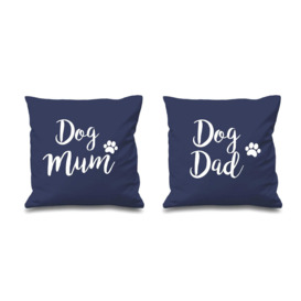 "Dog Mum Dog Dad NavyCushion Covers 16"" x 16"" Couples Cushions Valentines Anniversary Boyfriend"