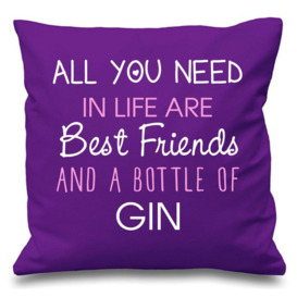 "Cushion Cover All You Need In Life Are Best Friends And A Bottle Of Gin 16"" x 16"""