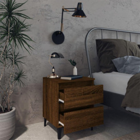 Bed Cabinet with Metal Legs Brown Oak 40x35x50 cm - thumbnail 3