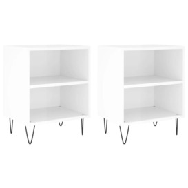 Bedside Cabinets 2 pcs High Gloss White 40x30x50 cm Engineered Wood - thumbnail 2