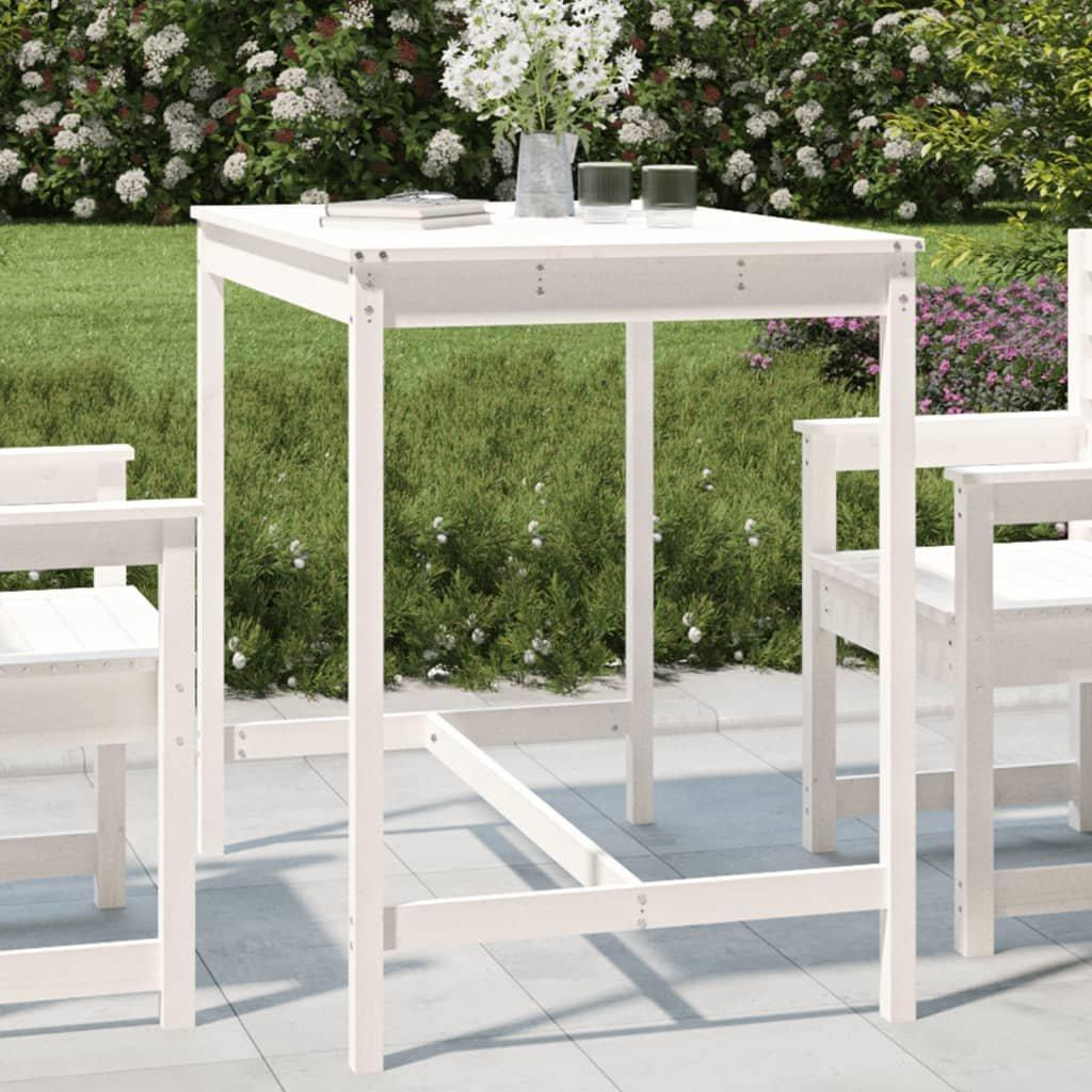 Garden Table White 121x82.5x110 cm Solid Wood Pine - image 1