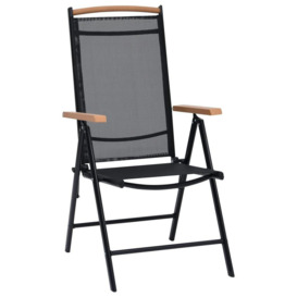 Folding Garden Chairs 2 pcs Aluminium and Textilene Black - thumbnail 3