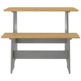 Dining Table with Bench Honey Brown and Grey Solid Pinewood - thumbnail 3