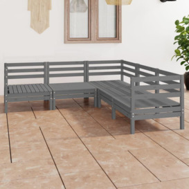 5 Piece Garden Lounge Set Solid Wood Pine Grey