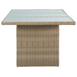 Garden Dining Table Brown 200x100x74 cm Glass and Poly Rattan - thumbnail 3