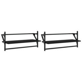 Wall Shelves with Bars 2 pcs Black 65x25x30 cm - thumbnail 2