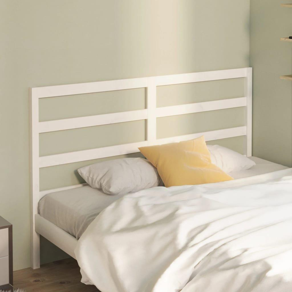 Bed Headboard White 146x4x100 cm Solid Wood Pine - image 1