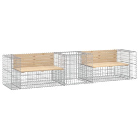 Garden Bench with Gabion Basket Solid Wood Pine - thumbnail 3