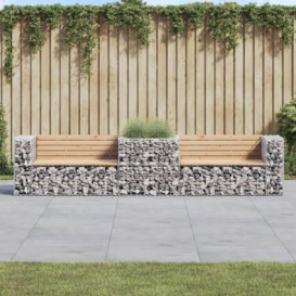 Garden Bench with Gabion Basket Solid Wood Pine - thumbnail 1
