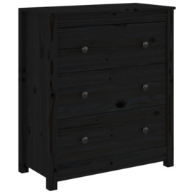Sideboard Black 70x35x80 cm Solid Wood Pine - thumbnail 2