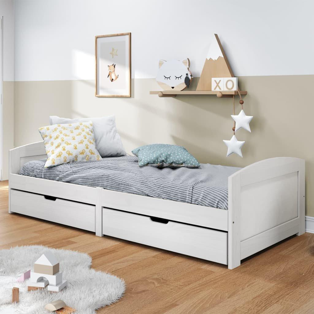 Day Bed with 2 Drawers IRUN White 90x200 cm Solid Wood Pine - image 1