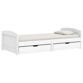 Day Bed with 2 Drawers IRUN White 90x200 cm Solid Wood Pine - thumbnail 2