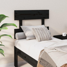 Bed Headboard Black 93.5x3x81 cm Solid Wood Pine