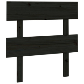 Bed Headboard Black 93.5x3x81 cm Solid Wood Pine - thumbnail 2
